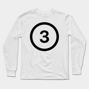 Number #3 Black Graphic Long Sleeve T-Shirt